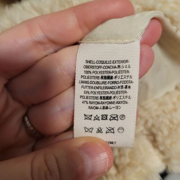 Free People Notched Teddy Peacoat in Ivory Shearling Faux Fur Womens Size Medium - Picture 8 of 9